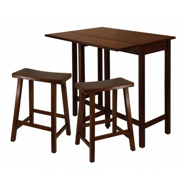 Doba-Bnt Lynnwood 3pc High Drop Leaf Table with 24 in. Saddle Seat Stool - Antique Walnut SA143175 - main